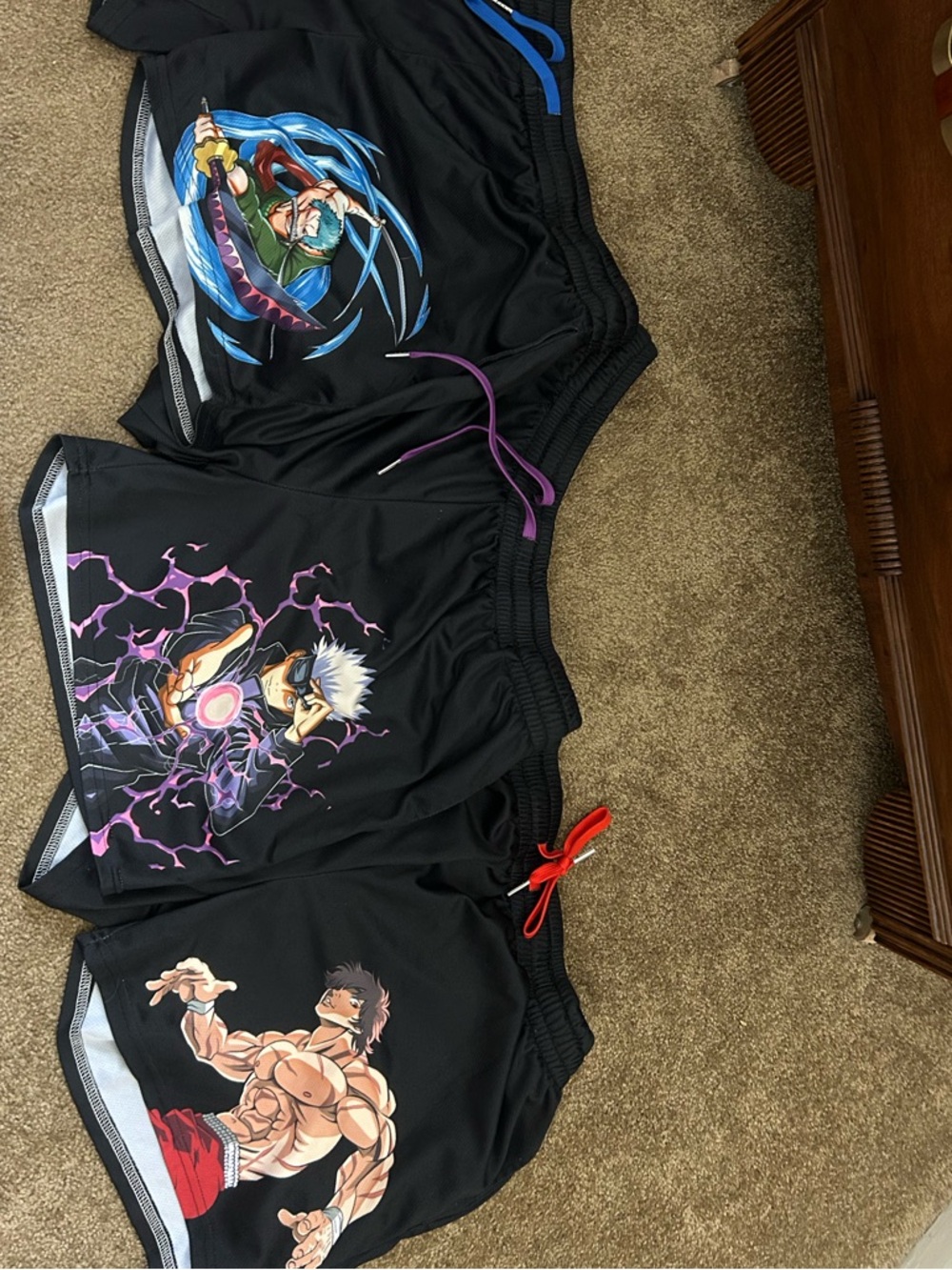 Invicta Black Athletic Gym Lifting Shorts with Anime Graphics